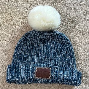 Love Your Melon blue/white pom pom hat
